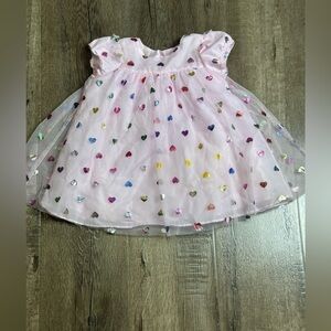 Pink Dress with Colorful Heart Accents